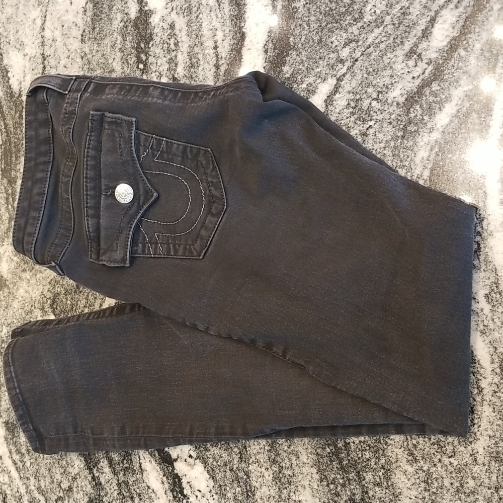(W29) True Religion Skinny Stretch Black Denim Streetwear American Rock Goth
